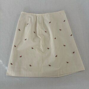 Brooks Brothers 346 Skirt Women’s 16 Cream Lined A-Line Watermelon Embroidered